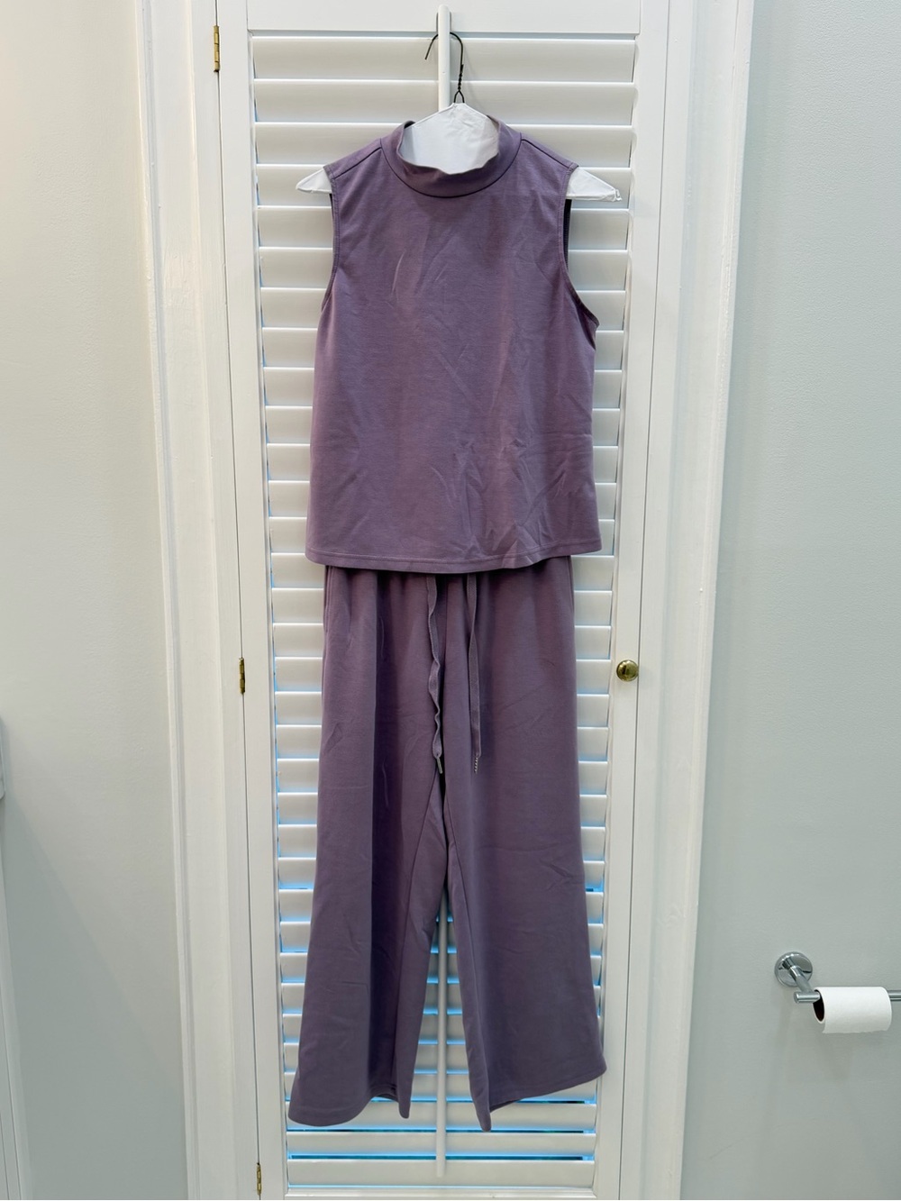 Sampeel Lounge Set Womens Small Mauve Sleeveless Top Wide Leg Pants Matching Set